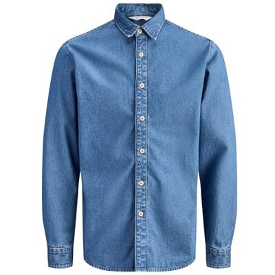 JACK & JONES Jjestanley Jjshirt at 021 Noos Pls Grande taille, bleu denim, 5XL JACK & JONES Jjestanley Jjshirt at 021 Noos Pls Grande taille, bleu denim, 5XL