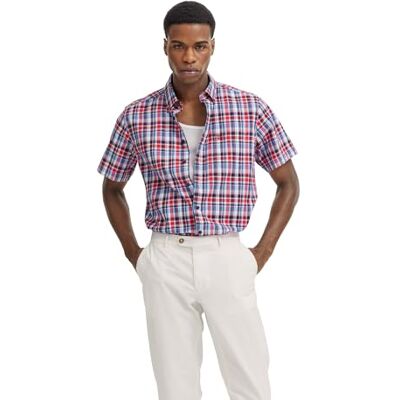 bugatti Chemise boutonnée à manches courtes pour homme Coupe moderne, Rouge 950, M bugatti Chemise boutonnée à manches courtes pour homme Coupe moderne, Rouge 950, M