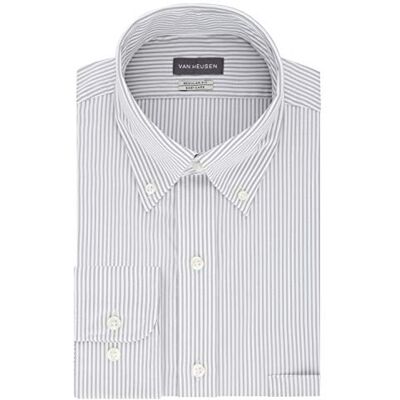 Van Heusen Men's Pinpoint Regular Fit Stripe Button Down Collar Dress Shirt Shirt, iced Grey, 17" Neck 32"-33" Sleeve Van Heusen Men's Pinpoint Regular Fit Stripe Button Down Collar Dress Shirt Shirt, iced Grey, 17" Neck 32"-33" Sleeve