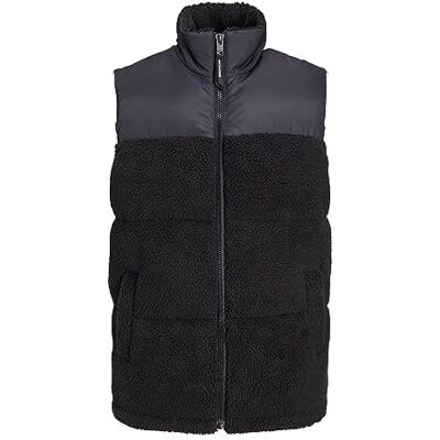 JACK & JONES Veste Jorchili Teddy pour homme, Noir, L JACK & JONES Veste Jorchili Teddy pour homme, Noir, L