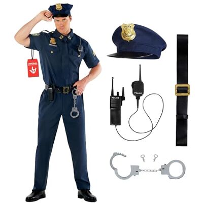 Morph Costume Policier Homme, Déguisement Officier, Tenue de Flic, Uniforme Policier XL Morph Costume Policier Homme, Déguisement Officier, Tenue de Flic, Uniforme Policier XL