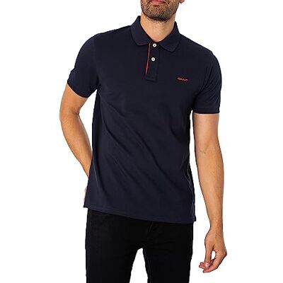 GANT Men's Regular Contrast Pique Polo Shirt, Blue, 4XL GANT Men's Regular Contrast Pique Polo Shirt, Blue, 4XL