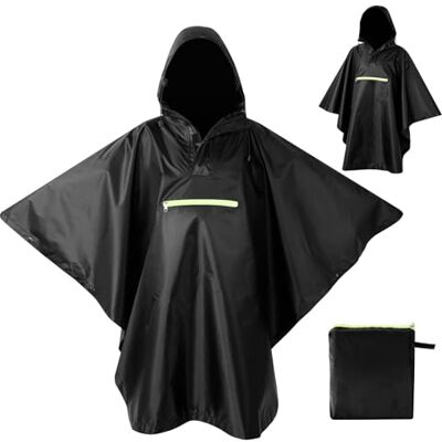 AiQInu Poncho Pluie Imperméable avec Manches Ventilées, Poche à Capuche, Bandes Réfléchissantes, Légère et Réutilisable, Pour le Camping, la Randonnée, l'Extérieur et l'Utilisation Quotidienne, Noir, AiQInu Poncho Pluie Imperméable avec Manches Ventilées, Poche à Capuche, Bandes Réfléchissantes, Légère et Réutilisable, Pour le Camping, la Randonnée, l'Extérieur et l'Utilisation Quotidienne, Noir,