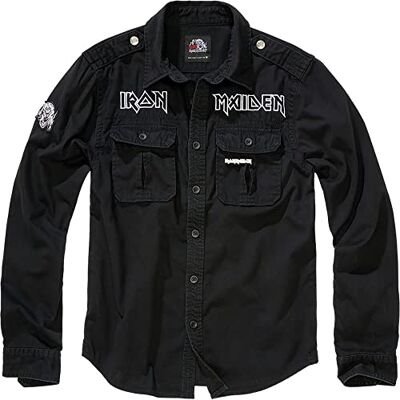 Brandit Maiden Chemise vintage Eddi LS pour homme, Noir, S Brandit Maiden Chemise vintage Eddi LS pour homme, Noir, S
