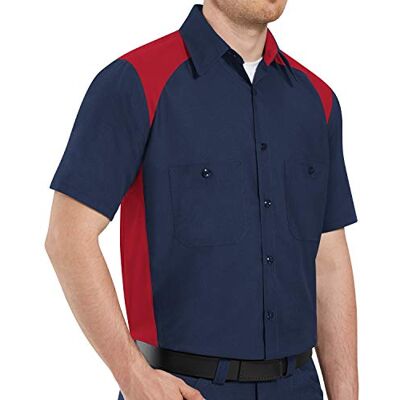 Red Kap Men's Motorsports Shirt, Red/Navy, Short Sleeve 2X-Large Red Kap Men's Motorsports Shirt, Red/Navy, Short Sleeve 2X-Large