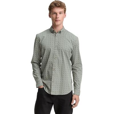 TOM TAILOR Denim Chemise pour homme, 38380 Mini imprimé cachemire vert et blanc, S TOM TAILOR Denim Chemise pour homme, 38380 Mini imprimé cachemire vert et blanc, S
