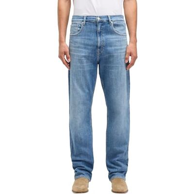 7 For All Mankind Coupe droite moderne, Bleu moyen., 30W 7 For All Mankind Coupe droite moderne, Bleu moyen., 30W