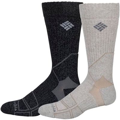 Columbia Lot de 2 paires de chaussettes de randonnée pour homme, Vert kaki/gris anthracite, 4.5-12 UK Columbia Lot de 2 paires de chaussettes de randonnée pour homme, Vert kaki/gris anthracite, 4.5-12 UK