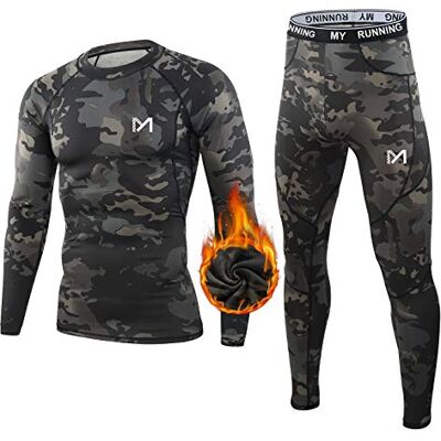 MEETYOO Ensemble de sous-vêtements thermiques pour homme, vêtements longs fonctionnels, respirants, sous-vêtements de compression pour entraînement, ski, course, randonnée pédestre, camouflage, M MEETYOO Ensemble de sous-vêtements thermiques pour homme, vêtements longs fonctionnels, respirants, sous-vêtements de compression pour entraînement, ski, course, randonnée pédestre, camouflage, M