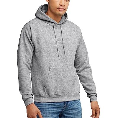 Hanes Men's, EcoSmart, Cotton-Blend Hooded Sweatshirt, Plush Fleece Pullover Hoodie, Light Steel Hanes Men's, EcoSmart, Cotton-Blend Hooded Sweatshirt, Plush Fleece Pullover Hoodie, Light Steel