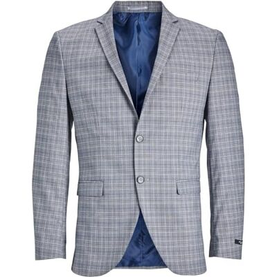 JACK & JONES Jprsolaris Check Blazer SN Veste Homme, Blue Horizon/Checks : Super Slim Fit, 44 JACK & JONES Jprsolaris Check Blazer SN Veste Homme, Blue Horizon/Checks : Super Slim Fit, 44