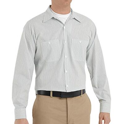 Red Kap mens Long Sleeve Industrial Stripe Work Shirt White/Green Stripe 4X-Large Red Kap mens Long Sleeve Industrial Stripe Work Shirt White/Green Stripe 4X-Large