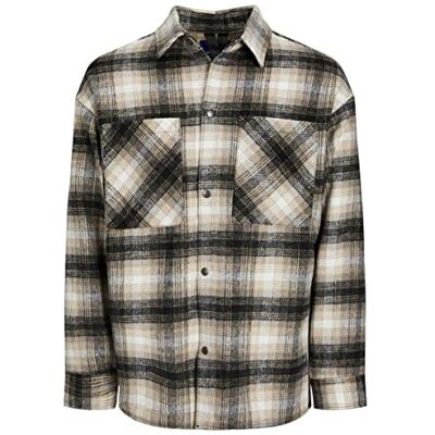 JACK & JONES Jorbane Jacket Blk Noos Veste Homme, Chinchilla/Détails : Check, M JACK & JONES Jorbane Jacket Blk Noos Veste Homme, Chinchilla/Détails : Check, M