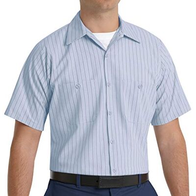 Red Kap Chemise à manches courtes Microcheck pour homme, Bleu ciel/bleu marine à rayures, 6XL Red Kap Chemise à manches courtes Microcheck pour homme, Bleu ciel/bleu marine à rayures, 6XL