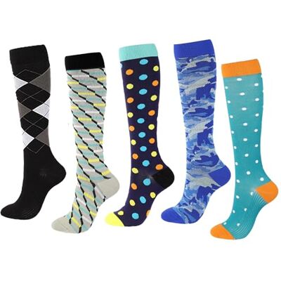 GIMA longues chaussettes colorées jusqu’au genou avec compression graduée pour améliorer la circulation sanguine, L-XL, fantaisie 4, 41206 GIMA longues chaussettes colorées jusqu’au genou avec compression graduée pour améliorer la circulation sanguine, L-XL, fantaisie 4, 41206
