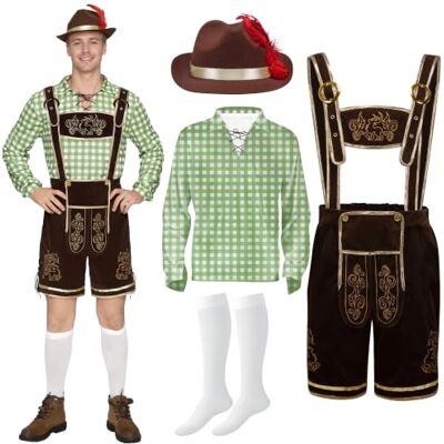 Spooktacular Creations Costume bavarois vert pour homme à carreaux, pour Halloween, fête costumée et fête de la bière, taille XXL Spooktacular Creations Costume bavarois vert pour homme à carreaux, pour Halloween, fête costumée et fête de la bière, taille XXL
