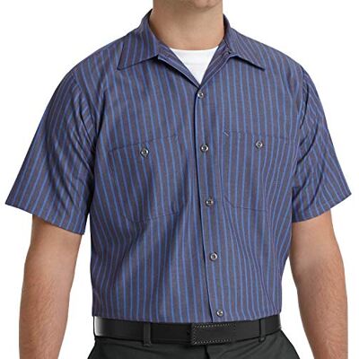 Red Kap ® Men's Short Sleeve Industrial Stripe Work Shirt Chemise Homme (lot de 1) Red Kap ® Men's Short Sleeve Industrial Stripe Work Shirt Chemise Homme (lot de 1)