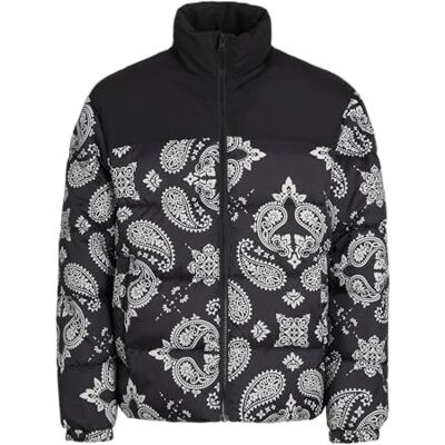 JACK & JONES Veste rembourrée Jjmoon à col montant pour homme, Détails : Aop, XS JACK & JONES Veste rembourrée Jjmoon à col montant pour homme, Détails : Aop, XS