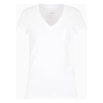 Giorgio Armani Arte Sella, V Neck, Tonal Logo Lettering T-shirt Femme Giorgio Armani Arte Sella, V Neck, Tonal Logo Lettering T-shirt Femme