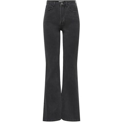 ONLY Onljuicy Glitter Hw Flare DNM Mae, Noir délavé, 29W / 32L ONLY Onljuicy Glitter Hw Flare DNM Mae, Noir délavé, 29W / 32L