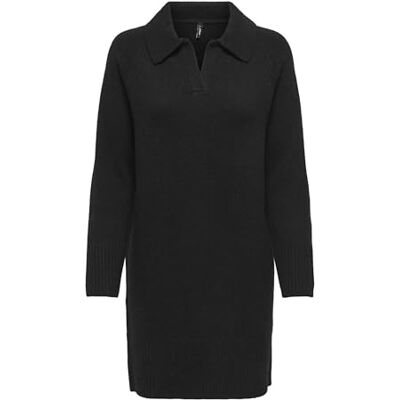 ONLY Onlhaze Ls Polo Dress KNT, Noir, M ONLY Onlhaze Ls Polo Dress KNT, Noir, M