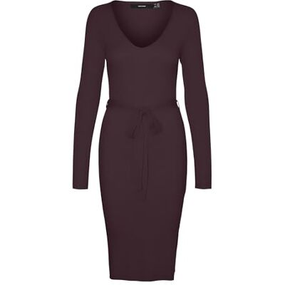 VERO MODA Vmsaba Rib Ls V-neck Belt Dress Ga Noos Robe en tricot Femme VERO MODA Vmsaba Rib Ls V-neck Belt Dress Ga Noos Robe en tricot Femme
