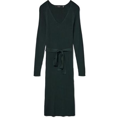 VERO MODA Vmsaba Rib Ls V-neck Belt Dress Ga Noos Robe en tricot Femme VERO MODA Vmsaba Rib Ls V-neck Belt Dress Ga Noos Robe en tricot Femme