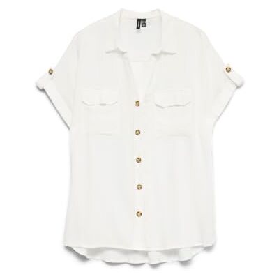 VERO MODA Chemise à manches courtes pour femme avec poches poitrine et boutons VERO MODA Chemise à manches courtes pour femme avec poches poitrine et boutons