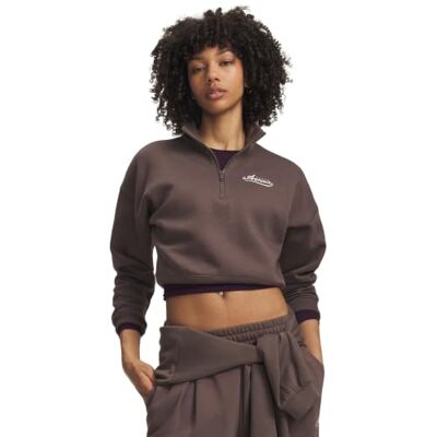 Under Armour Rival Fleece Varsity HZ Manches longues Tops Peppercorn/Bashful Pink Taille: MD Under Armour Rival Fleece Varsity HZ Manches longues Tops Peppercorn/Bashful Pink Taille: MD