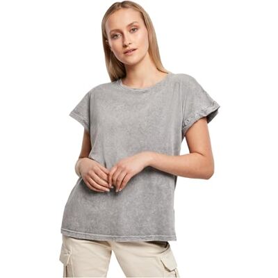 Build Your Brand Ladies Acid Washed Extended Shoulder Tee T-shirt Femme Build Your Brand Ladies Acid Washed Extended Shoulder Tee T-shirt Femme