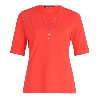 Betty Barclay T-shirt basique pour femme avec boutons, Poppy Red, 38 Betty Barclay T-shirt basique pour femme avec boutons, Poppy Red, 38