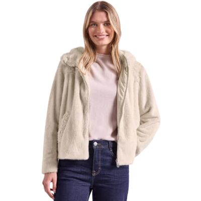 Street One 2118107 Veste courte en fausse fourrure avec capuche pour femme Street One 2118107 Veste courte en fausse fourrure avec capuche pour femme