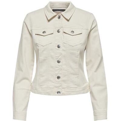 ONLY Veste en jean ONLWONDER pour femme, ecru, XS ONLY Veste en jean ONLWONDER pour femme, ecru, XS