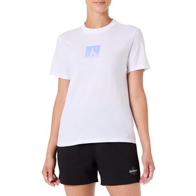 Calvin Jeans T-shirts graphiques pour femmes, Blanc brillant, S Calvin Jeans T-shirts graphiques pour femmes, Blanc brillant, S