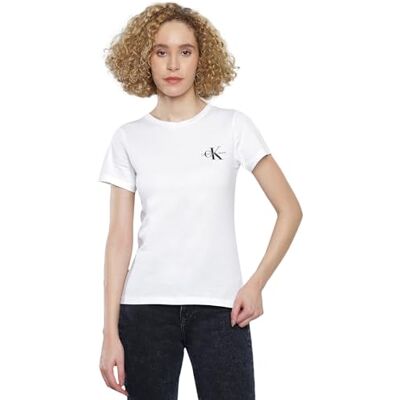 Calvin Lot de 2 t-shirts S/S pour femme, Rose (rose sépia) et blanc vif, XS Calvin Lot de 2 t-shirts S/S pour femme, Rose (rose sépia) et blanc vif, XS