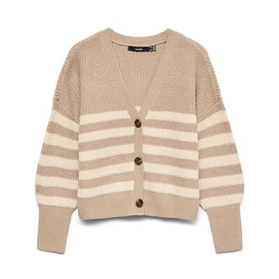 VERO MODA Vmlea Noos Cardigan à col en V et poignets, Jupe Moon., XS VERO MODA Vmlea Noos Cardigan à col en V et poignets, Jupe Moon., XS