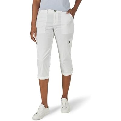 Lee Pantalon capri cargo Flex-to-Go pour femme, taille mi-haute, coupe décontractée Lee Pantalon capri cargo Flex-to-Go pour femme, taille mi-haute, coupe décontractée