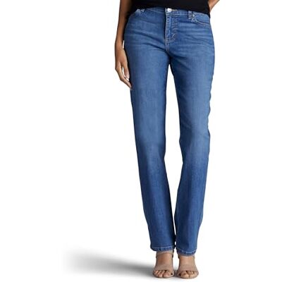Lee Women's Petite Relaxed Fit Straight Leg Jean, Meridian Blue, 12 Short Petite Lee Women's Petite Relaxed Fit Straight Leg Jean, Meridian Blue, 12 Short Petite