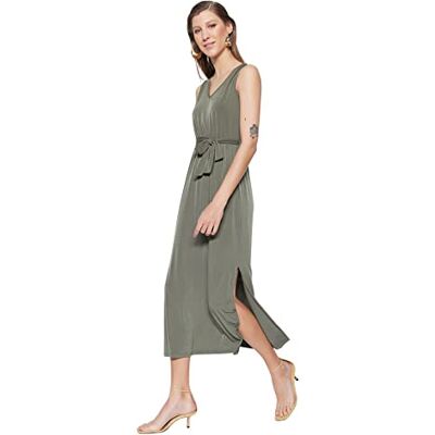 Trendyol Women A-Line Regular Fit Knit Dress Femmes A-Ligne Coupe régulière Tricot Robe, Kaki, XL Trendyol Women A-Line Regular Fit Knit Dress Femmes A-Ligne Coupe régulière Tricot Robe, Kaki, XL