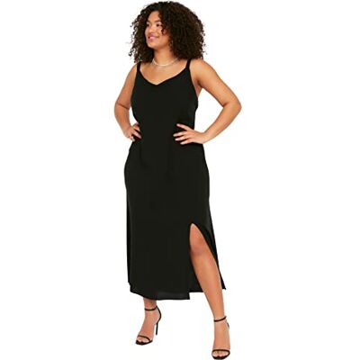 Trendyol Femme Robe Grande Taille Midi Évasée, Noir, 44 grande taille Trendyol Femme Robe Grande Taille Midi Évasée, Noir, 44 grande taille