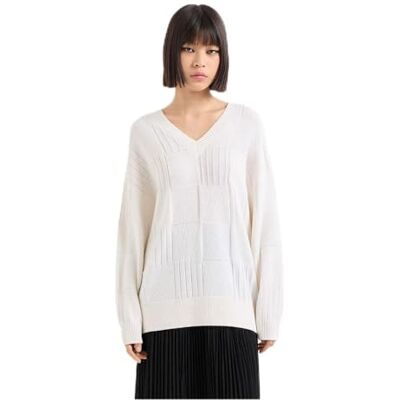 Giorgio Armani Exchange Pull en tricot pour femme durable à col en V, Iso, S Giorgio Armani Exchange Pull en tricot pour femme durable à col en V, Iso, S