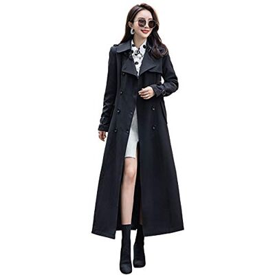 ebossy Trench à double boutonnage pour femme, manteau fin à manches longues ebossy Trench à double boutonnage pour femme, manteau fin à manches longues