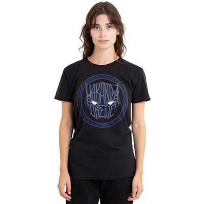 Marvel Black Panther: Wakanda Forever Text In Panther Icon Ladies T Shirt, Black T-shirt Femme Marvel Black Panther: Wakanda Forever Text In Panther Icon Ladies T Shirt, Black T-shirt Femme
