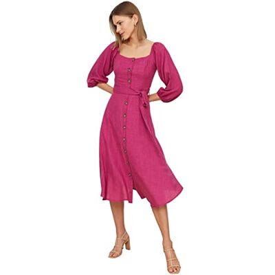 Trendyol Robe Midi Trapèze Tissée Coupe Régulière Robe Femme (lot de 1) Trendyol Robe Midi Trapèze Tissée Coupe Régulière Robe Femme (lot de 1)