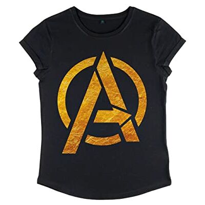 Marvel Avengers Classic – Gold Foil Avengers T-shirt À Manches Roulées pour Femme T-shirt Femme Marvel Avengers Classic – Gold Foil Avengers T-shirt À Manches Roulées pour Femme T-shirt Femme
