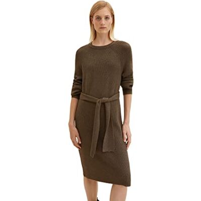 TOM TAILOR Femme 1034084 Robe en tricot avec ceinture à nouer TOM TAILOR Femme 1034084 Robe en tricot avec ceinture à nouer