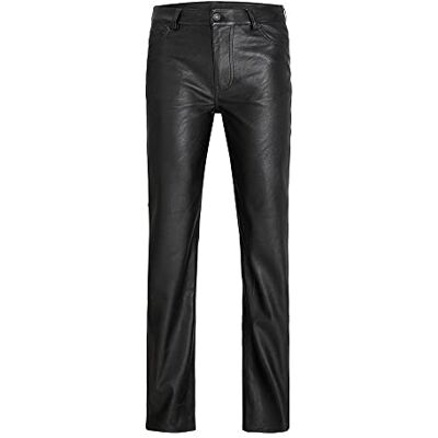 JACK & JONES Jjxx Jxkenya Hw Straight Faux Leat Pants Noos Pantalon pour femme, Noir/détail : mat long, XS JACK & JONES Jjxx Jxkenya Hw Straight Faux Leat Pants Noos Pantalon pour femme, Noir/détail : mat long, XS