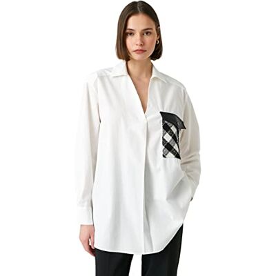 Koton Chemise À Manches Longues en Coton avec Poches Latérales T-shirt Femme Koton Chemise À Manches Longues en Coton avec Poches Latérales T-shirt Femme