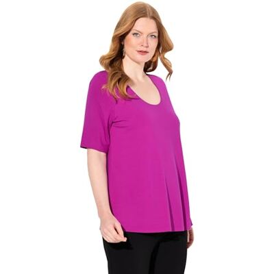 Ulla Popken T-shirt double couche avant pour femme Col en V Manches mi-longues Violet 54/56, lilas, 54-56 Ulla Popken T-shirt double couche avant pour femme Col en V Manches mi-longues Violet 54/56, lilas, 54-56