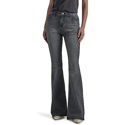Lee Women's Legendary Mid Rise Flare Jean, Blurred Darks, 12 Short Lee Women's Legendary Mid Rise Flare Jean, Blurred Darks, 12 Short